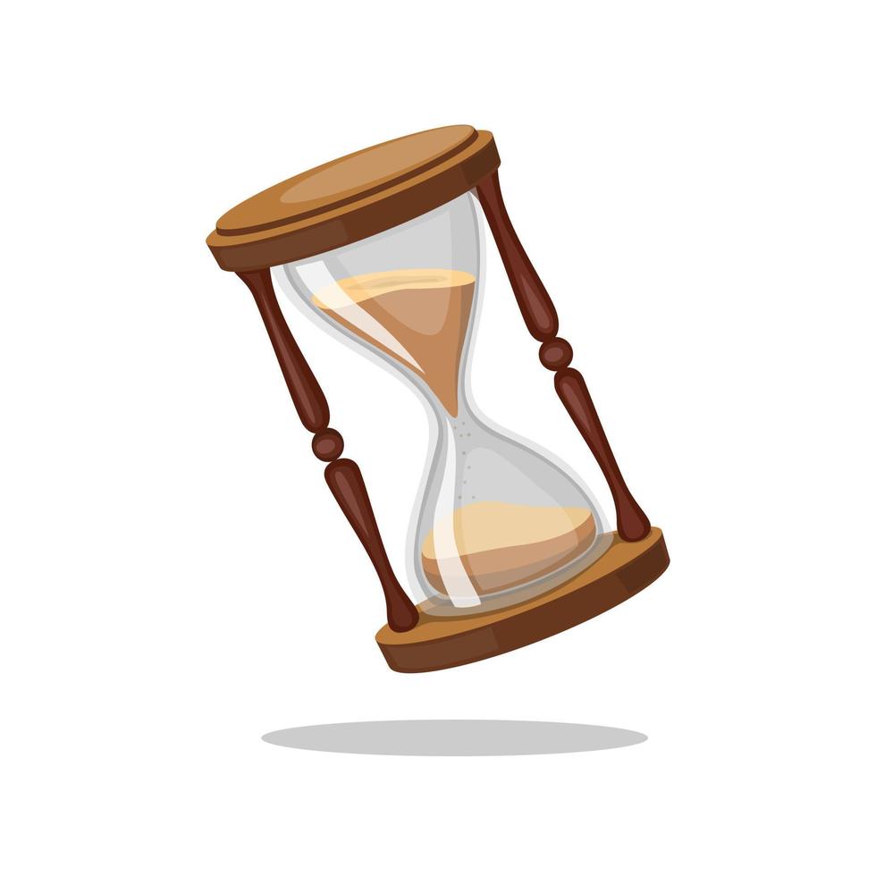 Hourglass, Vintage Sand Glass Timer Symbol. Concept in Cartoon Realistic illustration Vector isolated in white background