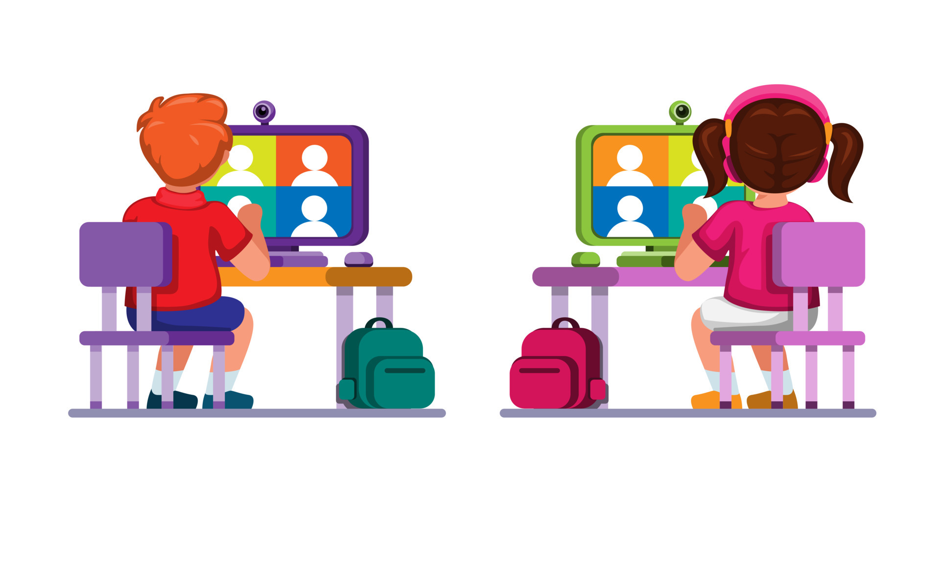 Children online school in social distancing video call meeting cartoon illustration vector 4599793 Vector Art at Vecteezy Children online school in social distancing video call meeting cartoon illustration vector 4599793 Vector Art at Vecteezy