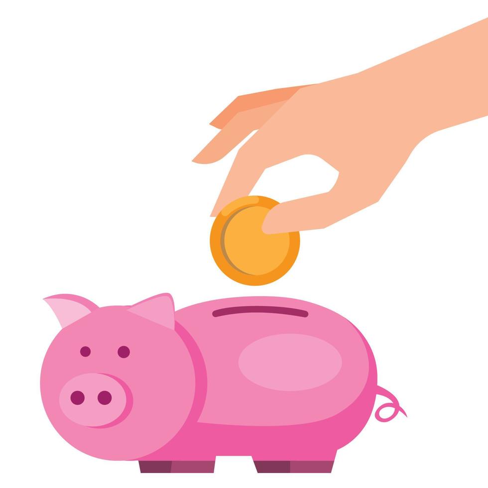 save money in piggy bank flat illustration design vector