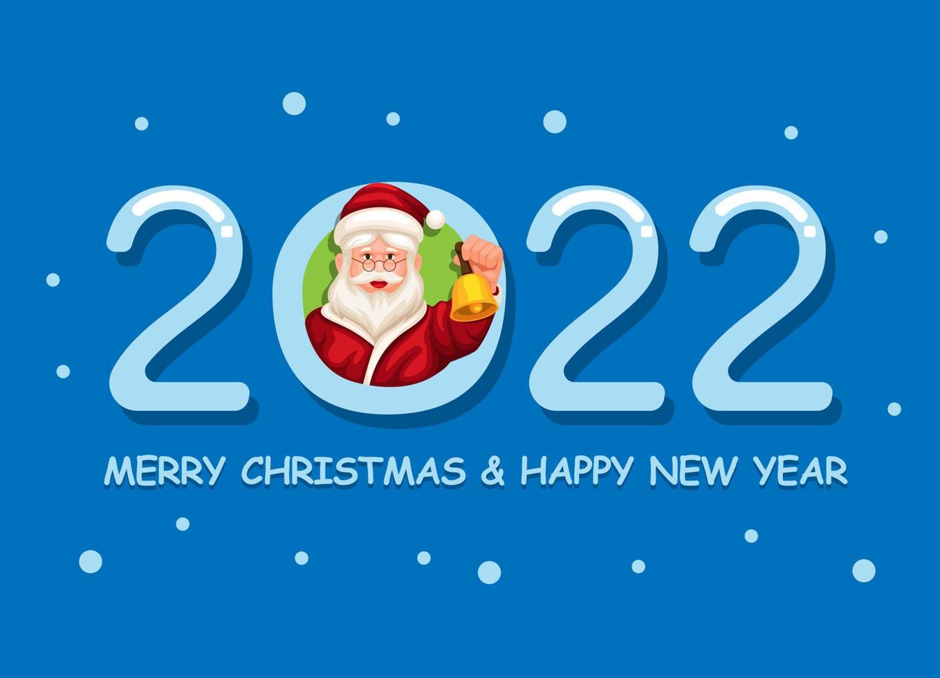 2022 con santa claus saludo celebración en navidad y año nuevo vector de ilustración de dibujos animados