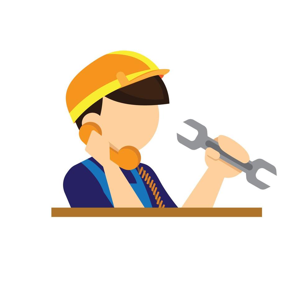 worker call center, repair, construction, icon vector
