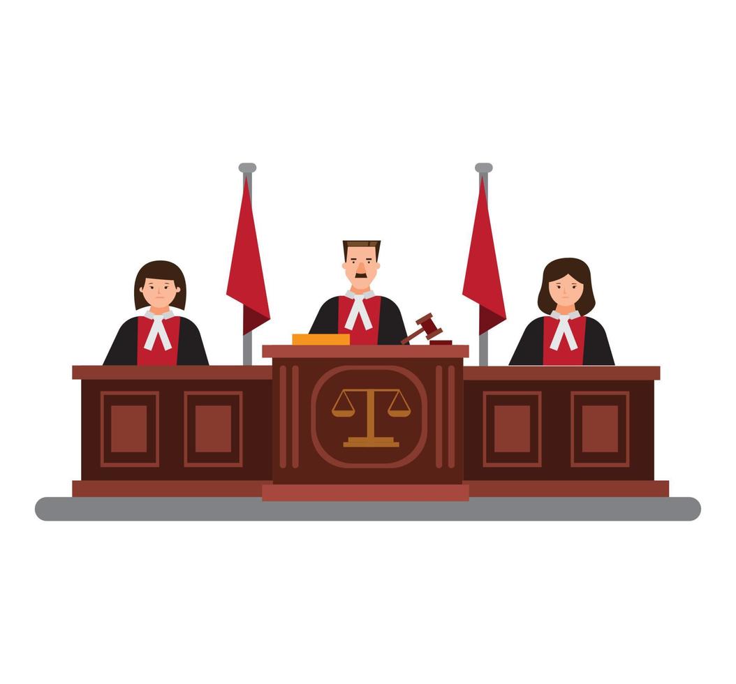 juez en la sala de audiencias, vector de ilustración plana judicial cort