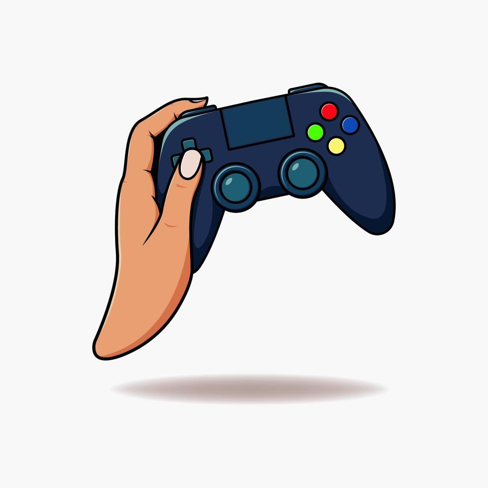 Pro gamer player holding joystick illustration vector