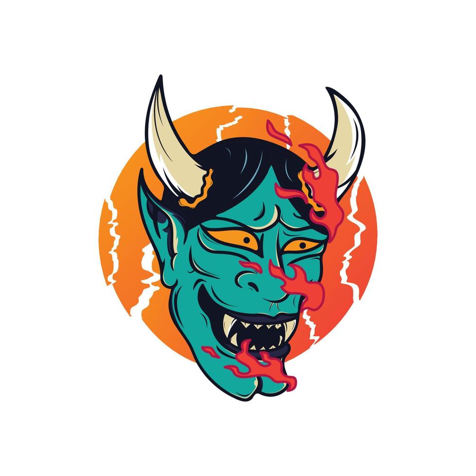 Oni japanese devil mask illustration vector