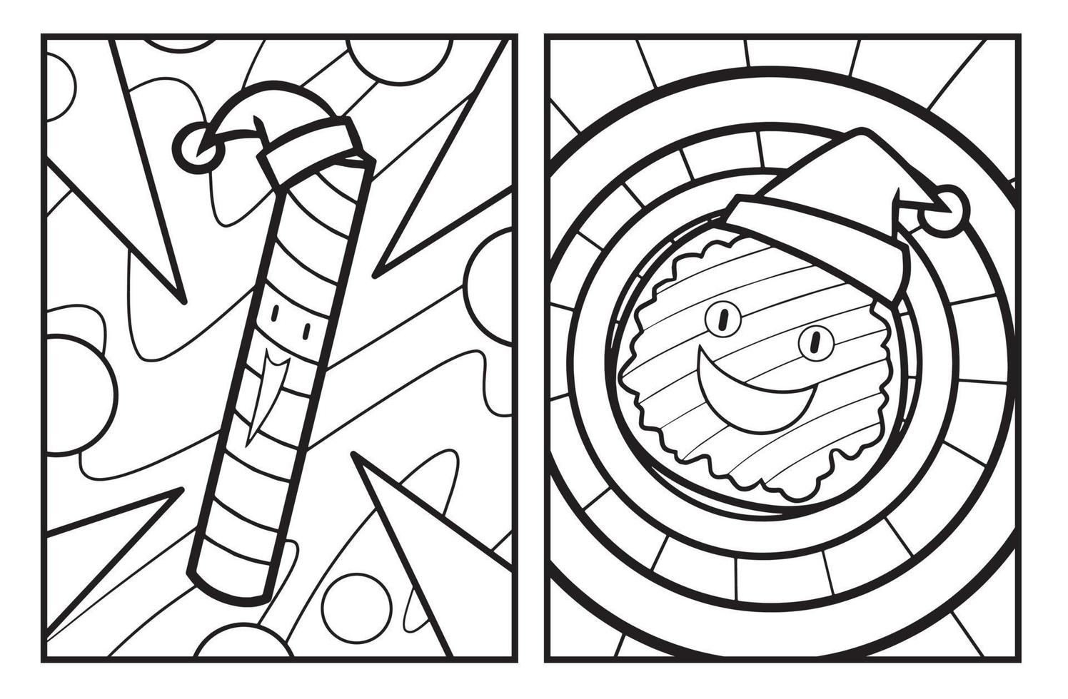 Kawaii christmas cookies coloring pages vector