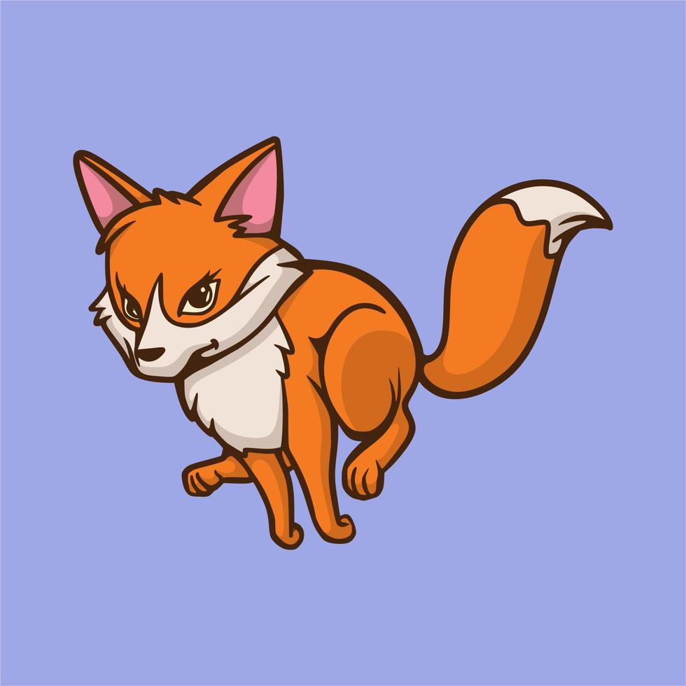 cartoon animal design fox jumps cute mascot logo vector