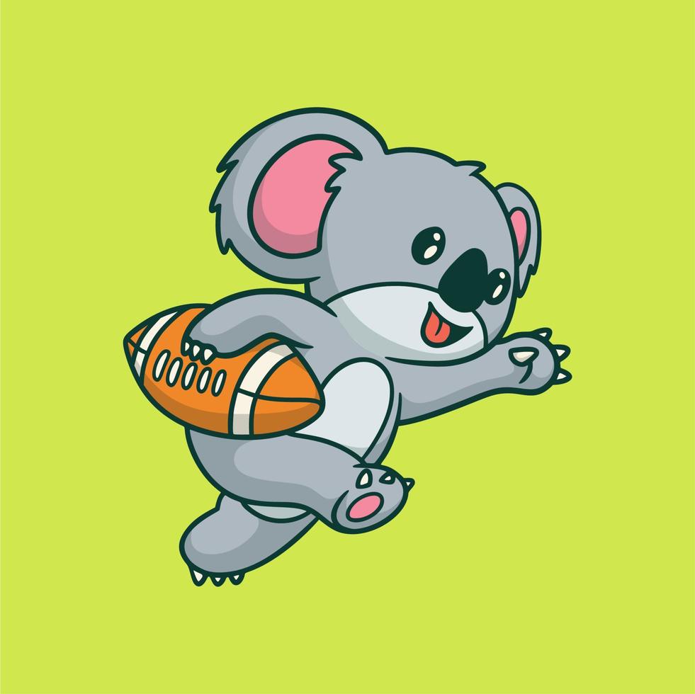 cartoon animal design koala playing football cute mascot logo vector