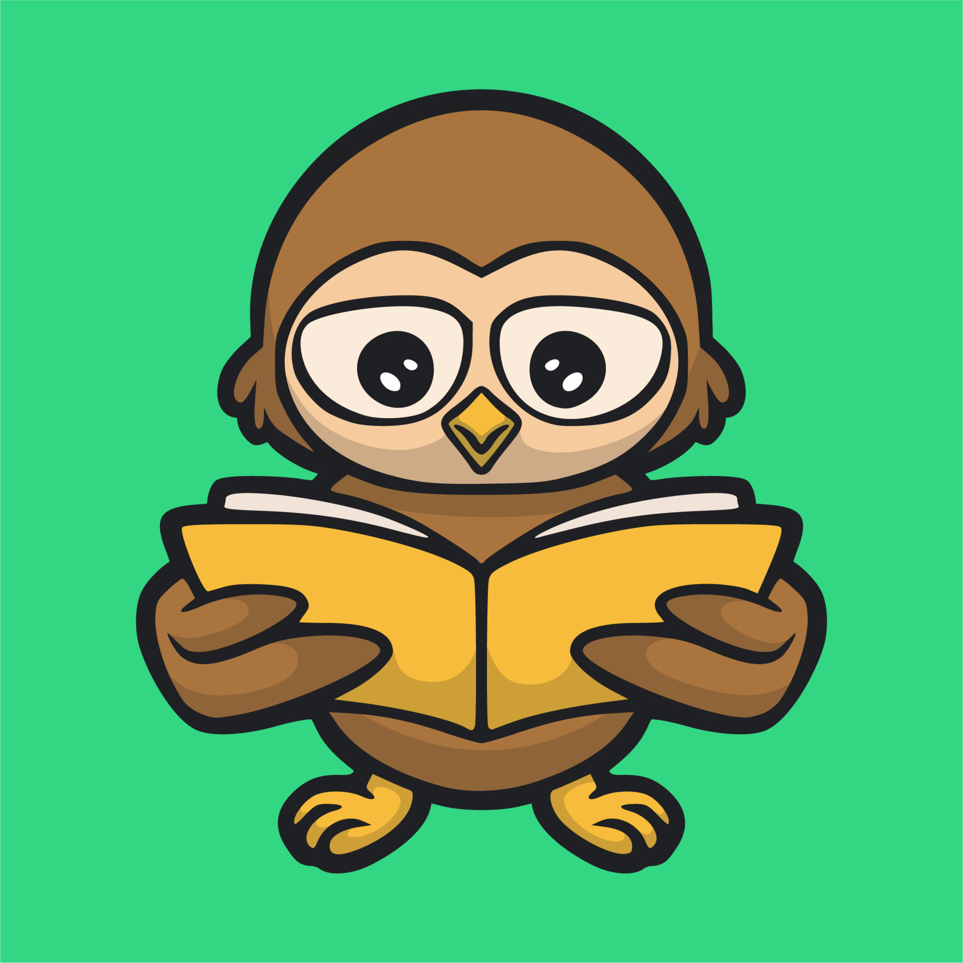 cartoon animal design Owl reading a book cute mascot logo 4600247 Vector  Art at Vecteezy