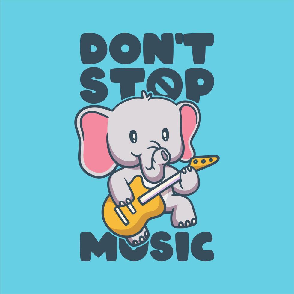 vintage animal slogan typography don't stop music for t shirt design vector