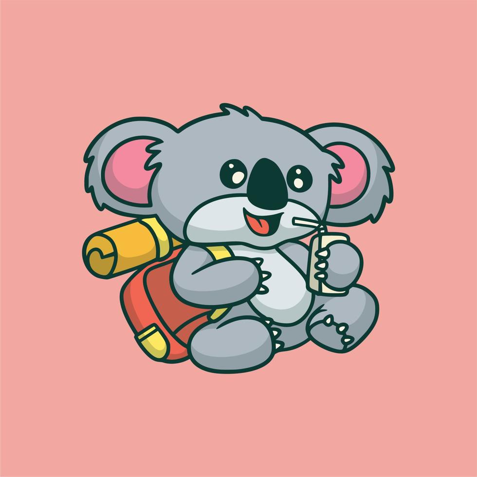 cartoon animal design koala climbing cute mascot logo vector