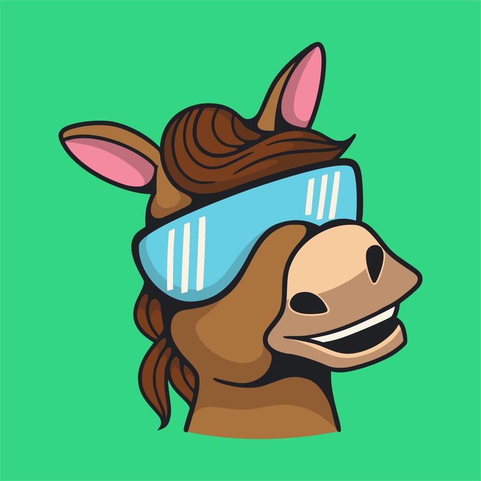 diseño animal de dibujos animados caballo fresco logotipo de la mascota linda vector