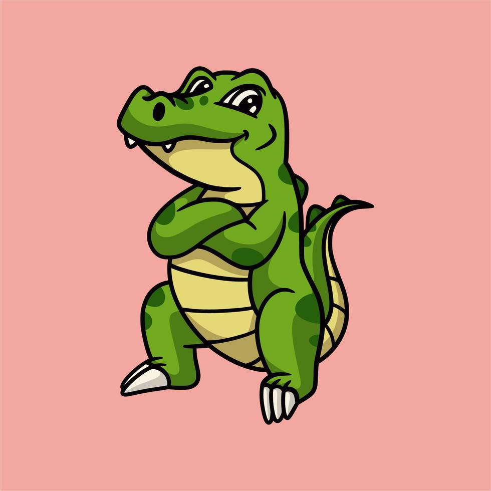 cartoon animal design cool crocodile cute mascot logo vector