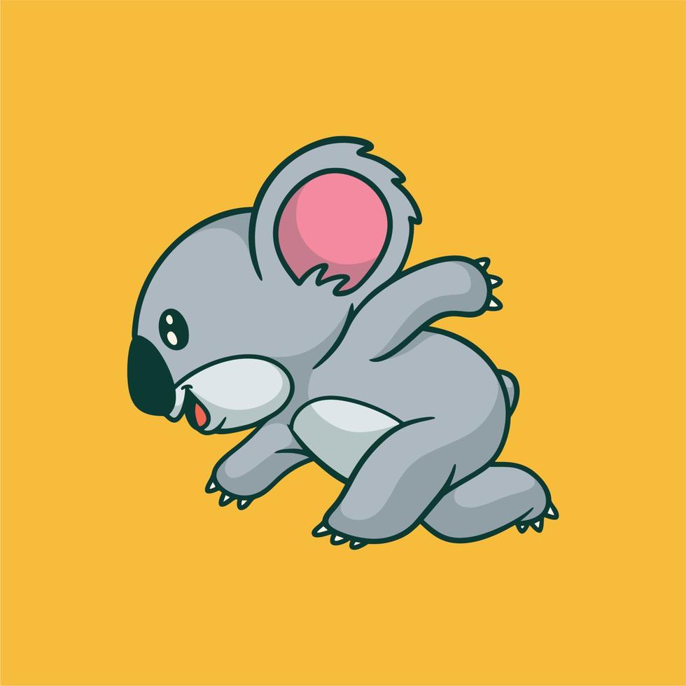 diseño de animales de dibujos animados koala corriendo logo de mascota lindo vector