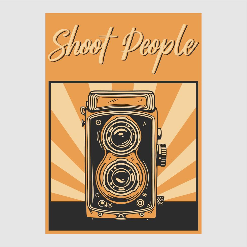 vintage poster design shoot people retro illustration vector