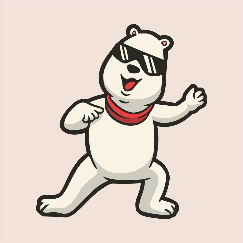 cartoon animal design Cool polar bear cute mascot logo vector