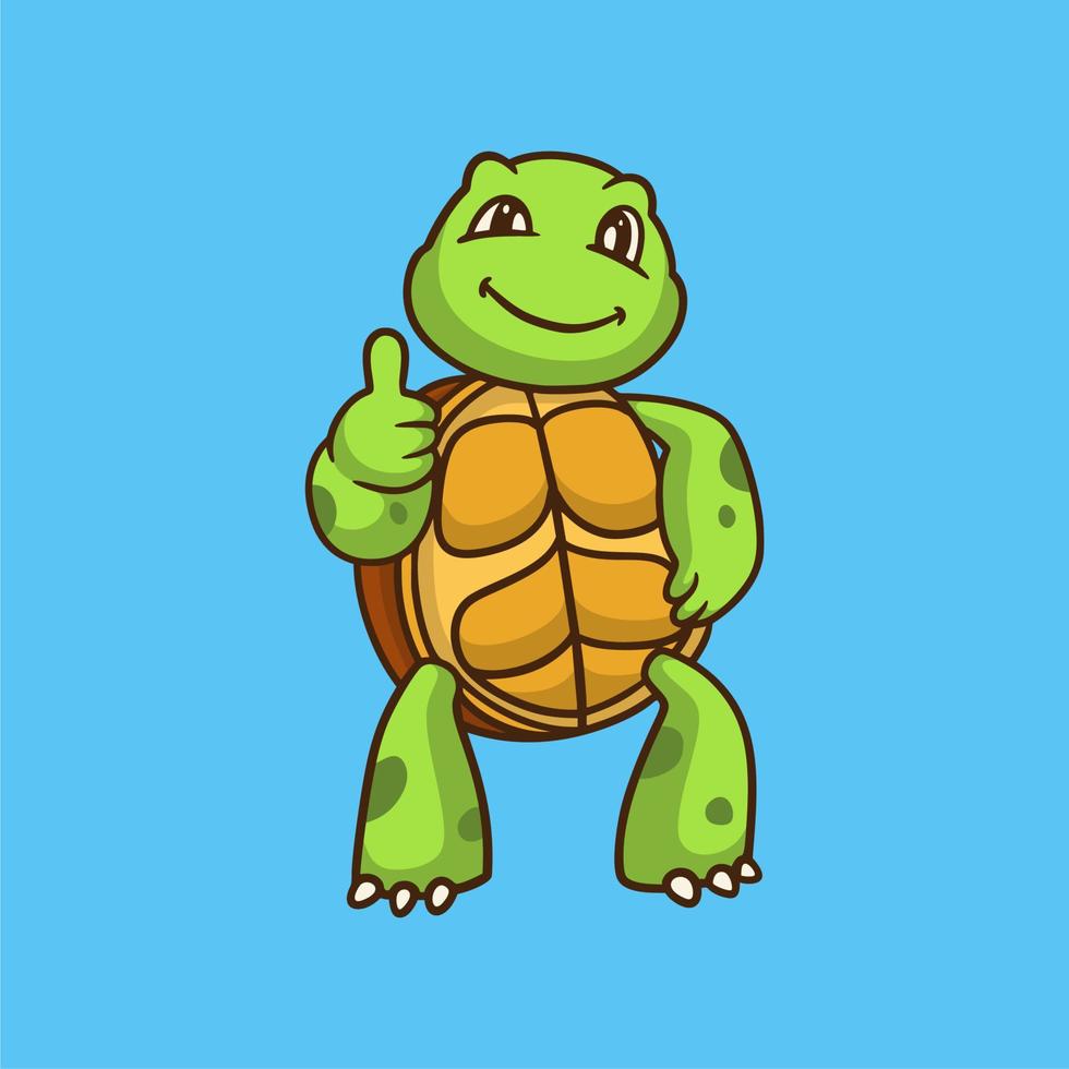 cartoon animal design tortoise posing thumbs up cute mascot logo vector