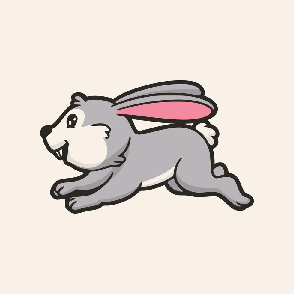 cartoon animal design happy rabbit and hopping cute mascot logo vector
