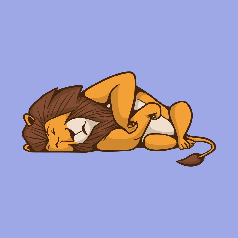 cartoon animal design sleeping lion cute mascot logo vector