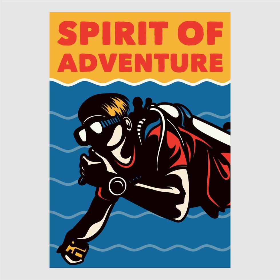 vintage poster design spirit of adventure retro illustration vector