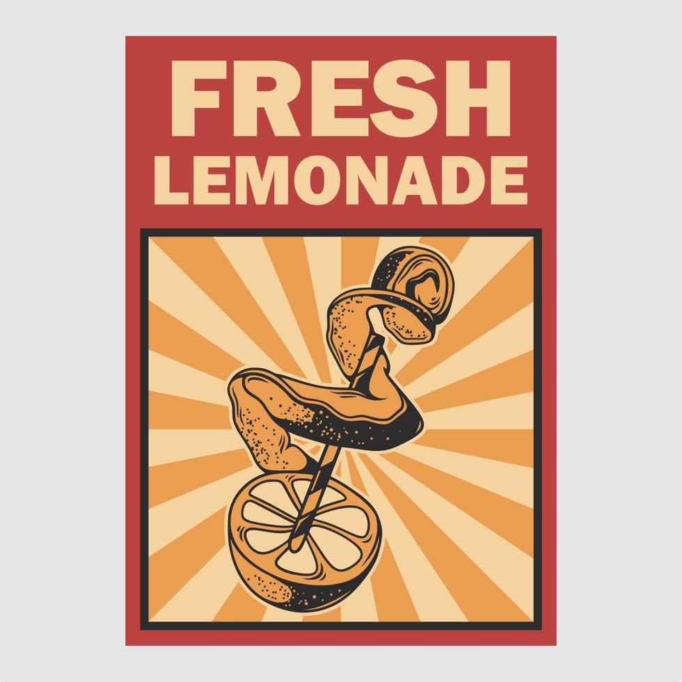 vintage poster design fresh lemonade retro illustration vector