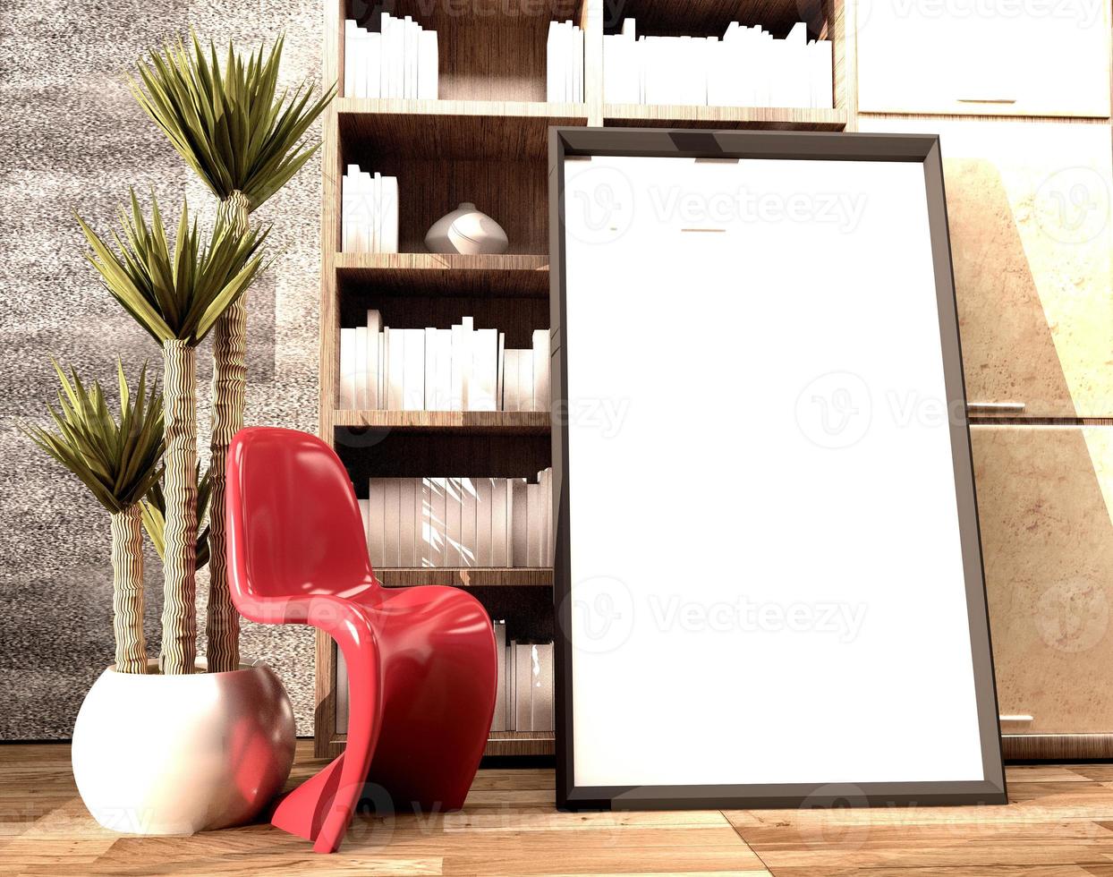 Modern Room Scandinavian Style. 3D Rendering photo