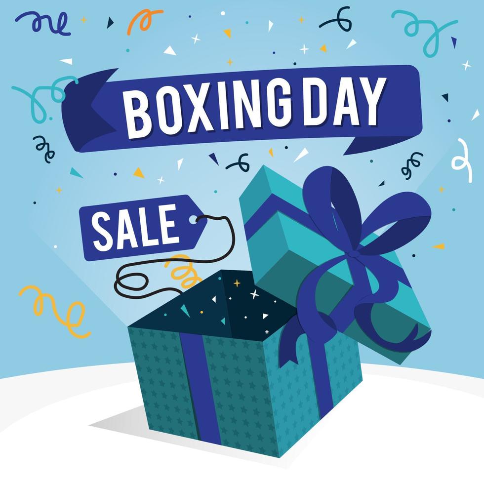 Opened Gift Box with light shining Boxing Day December 26th illustration on abstract background design vector