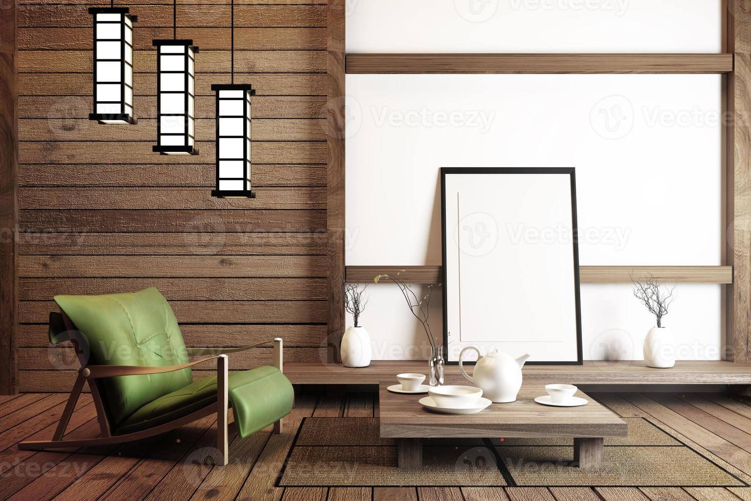 interior design Japanese style. 3D rendering photo