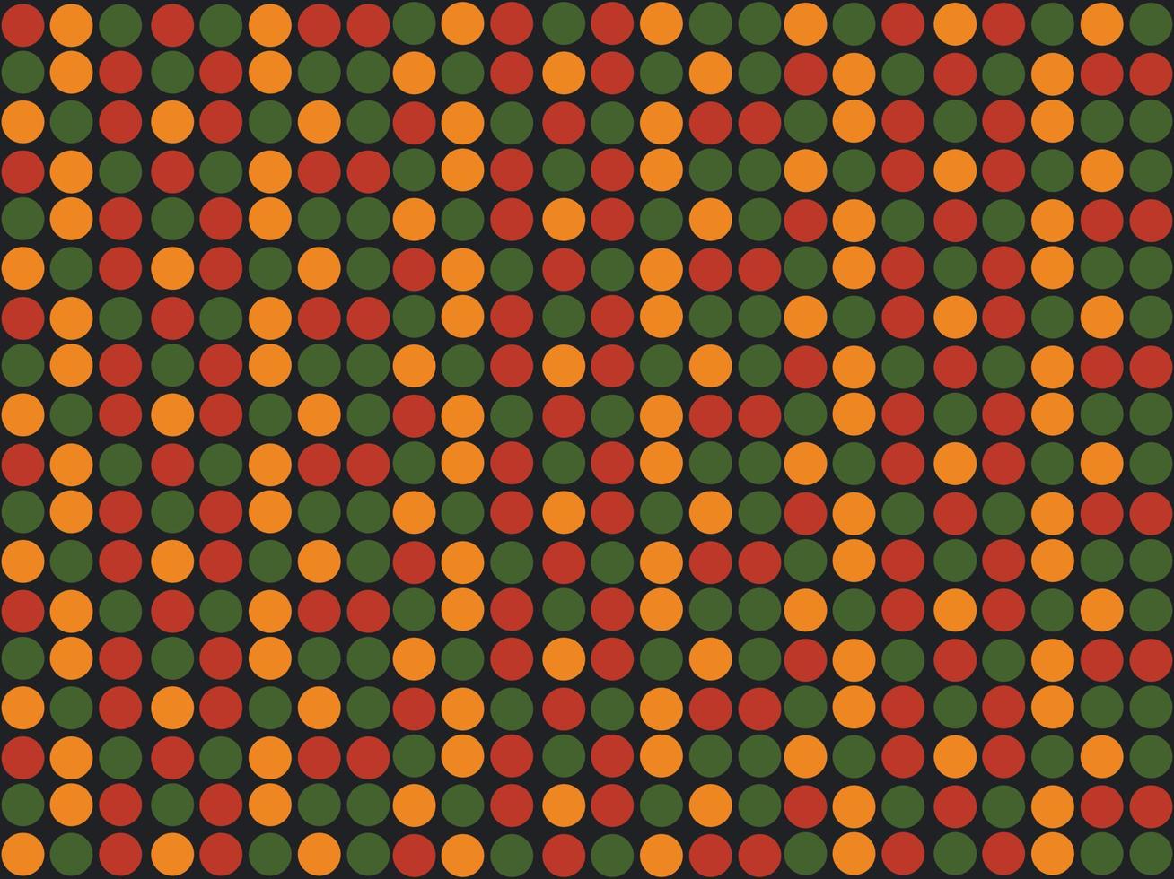 Bright abstract geometric seamless pattern with circles, dots in traditional African colors red, yellow, green on black background. Ditsy backdrop for Kwanzaa, Black History Month, Juneteenth design vector