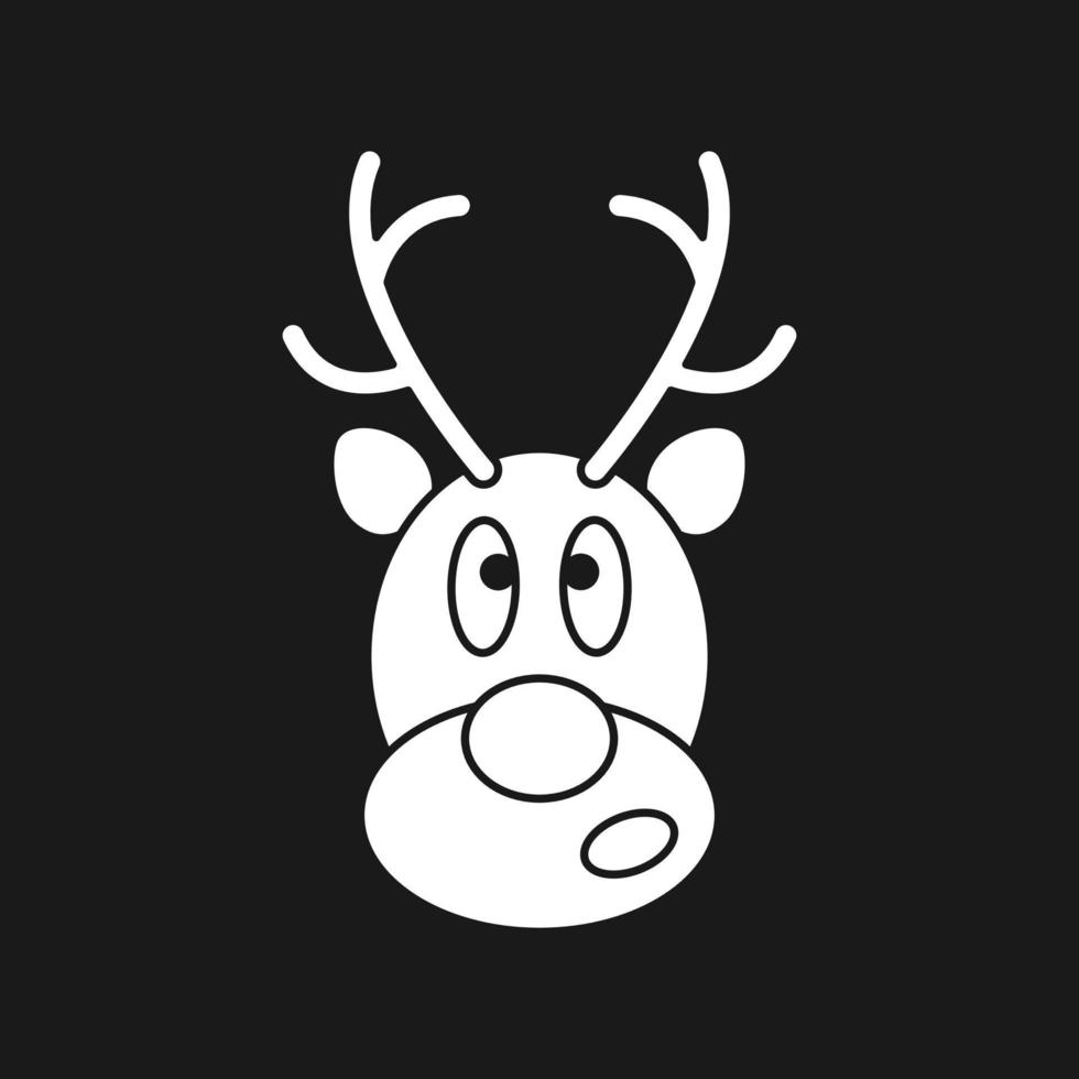 Reindeer icon. Isolated on black background, vector illustration. Christmas Design