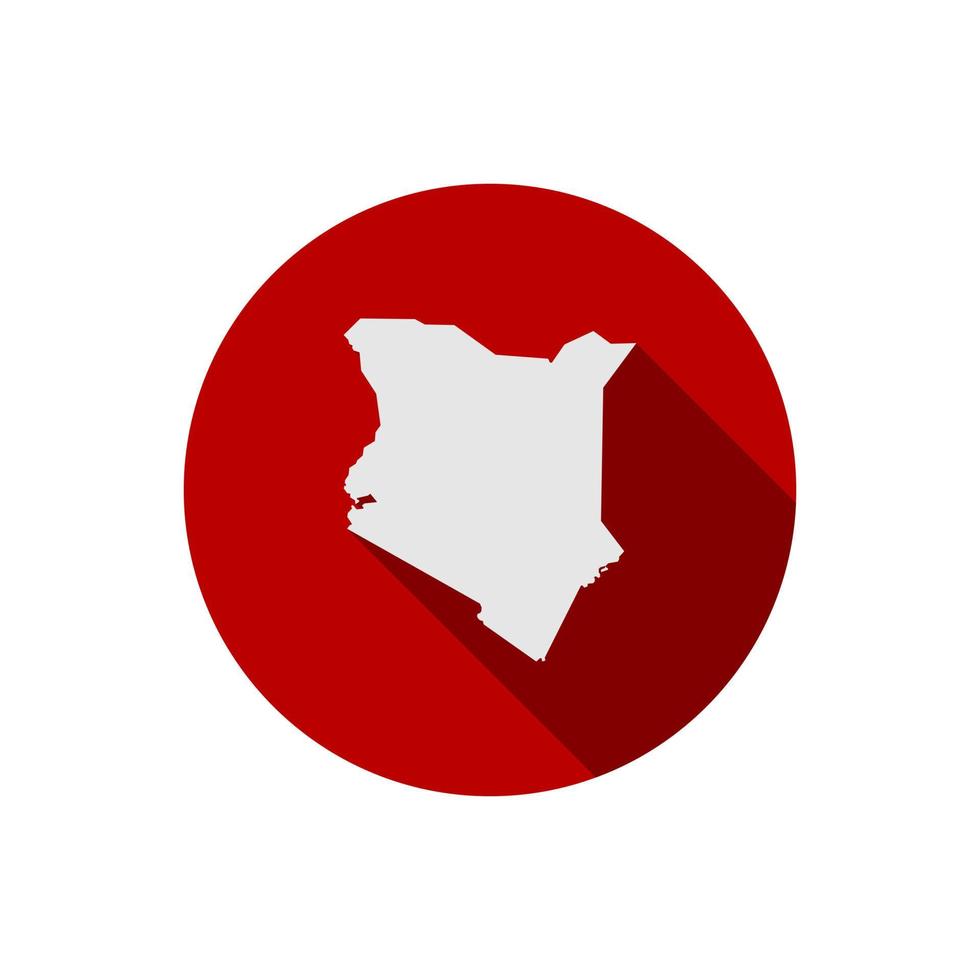 Map of Kenya on red circle with long shadow vector
