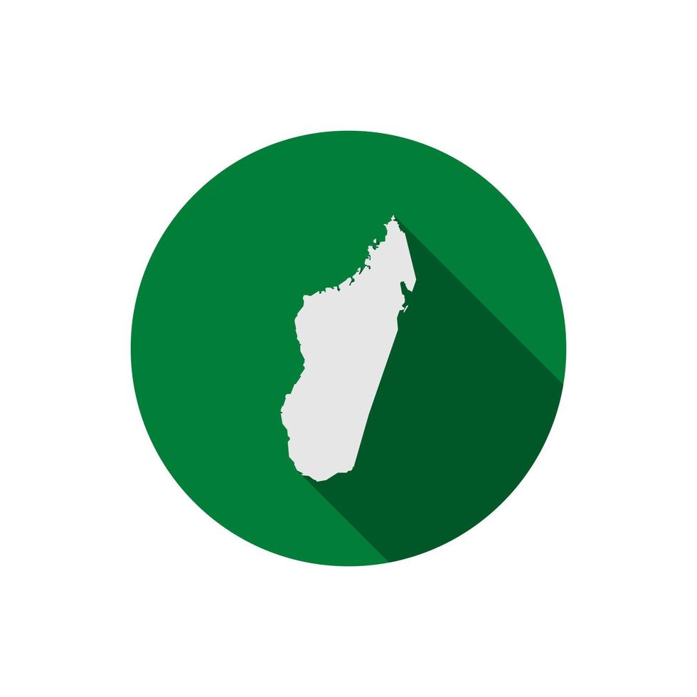 Map of Madagascar on green circle with long shadow vector