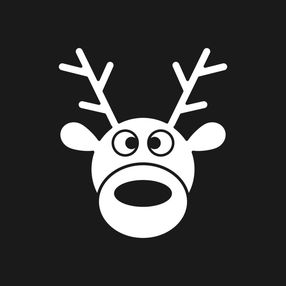 Deer head. Reindeer head isolated on black background, vector illustration.