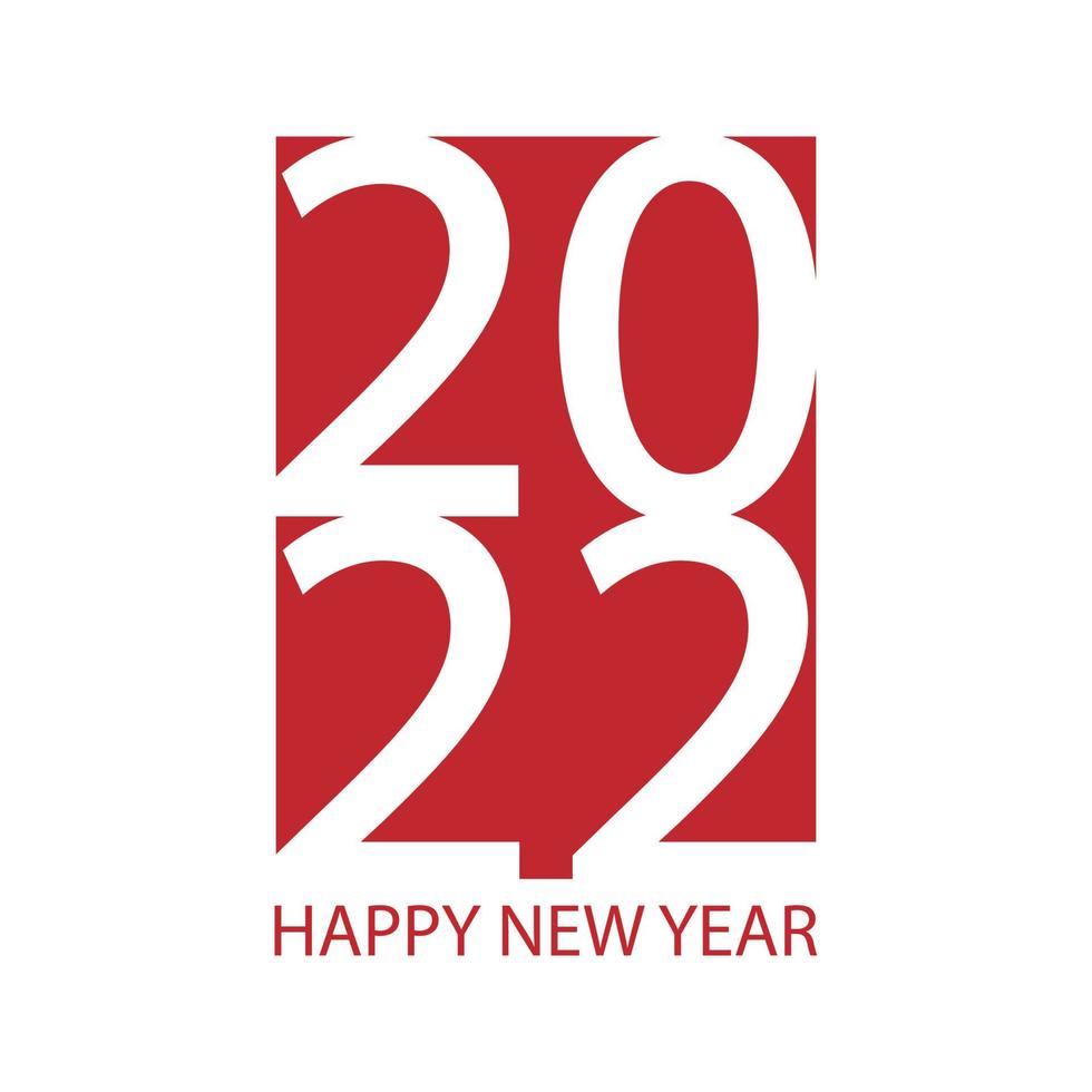 2022 Happy New Year red logo. 2022 number design template. Vector illustration, Flat design