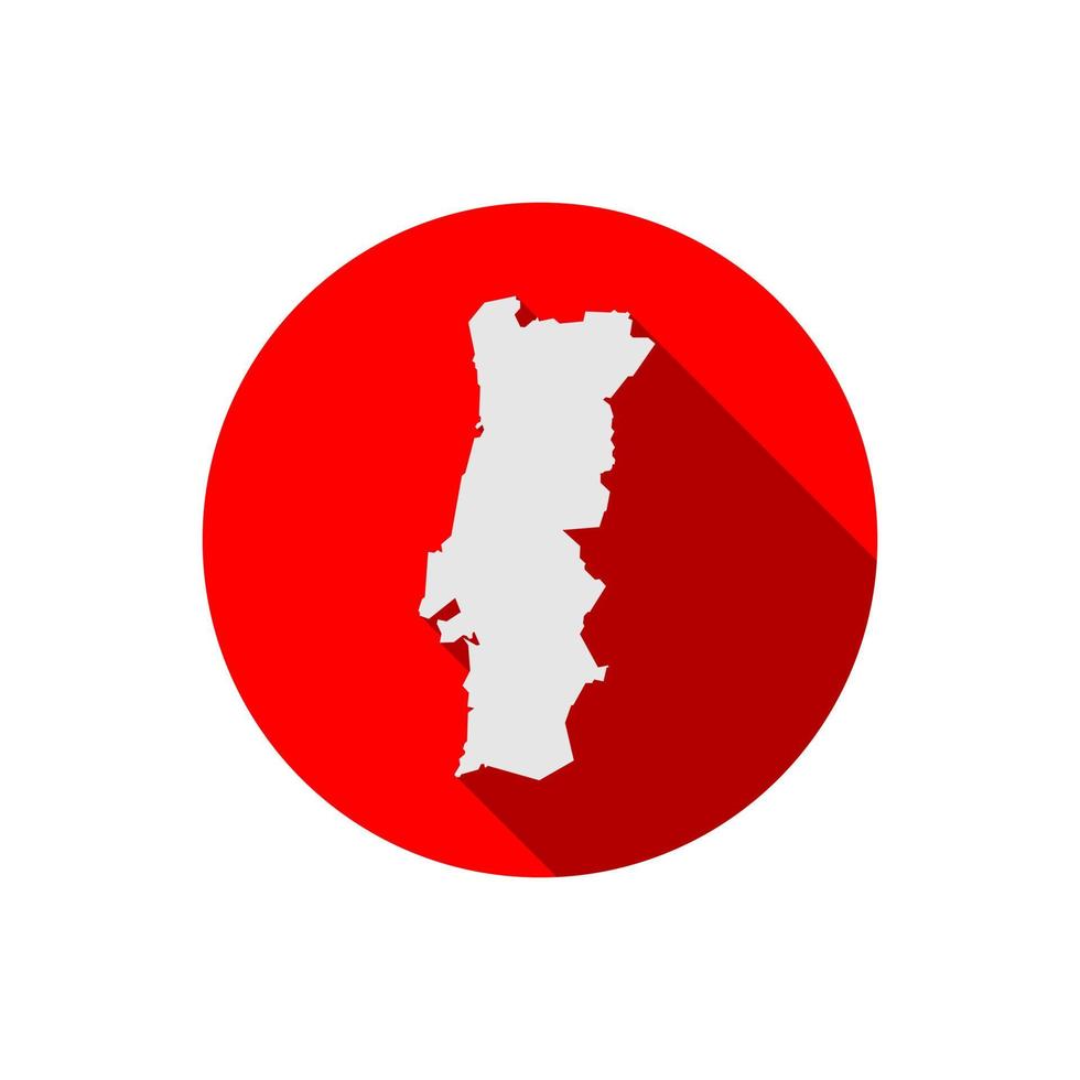 Portugal Map Isolated on red circle with long shadow vector