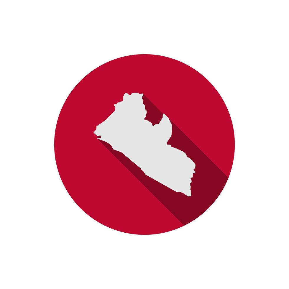 Map of Liberia on red circle with long shadow vector