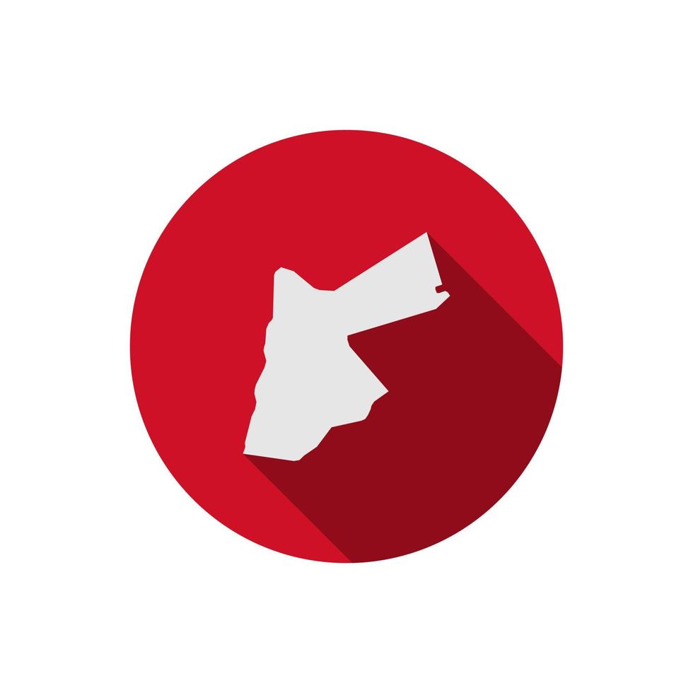 Map of Jordan on red circle with long shadow vector