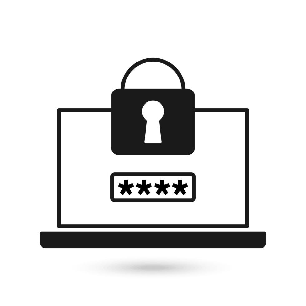 Data security concept. Data protection and safe work, flat design black icon vector
