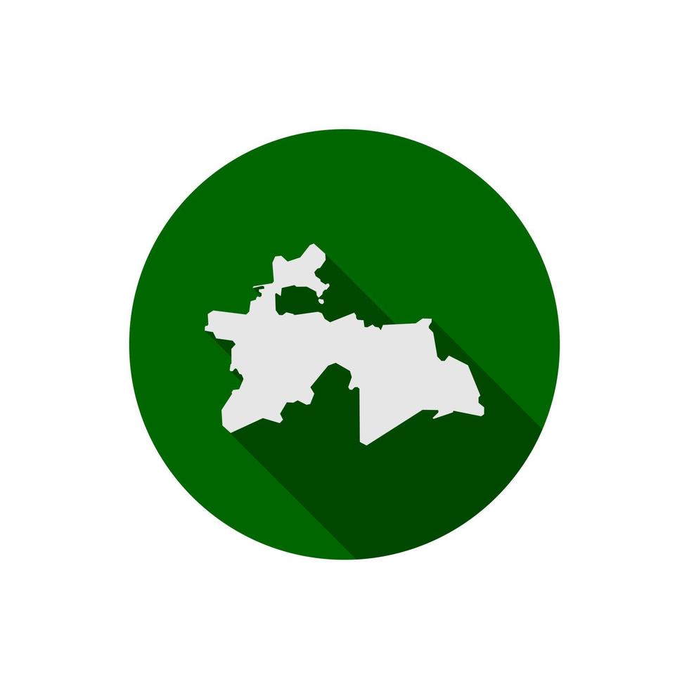 Map of Tajikistan on green circle with long shadow vector