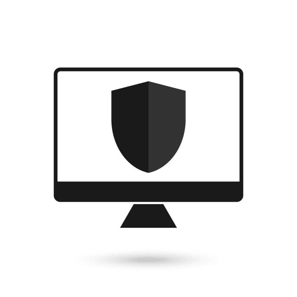 Computer protection black icon flat design vector 4600940 Vector Art at ...