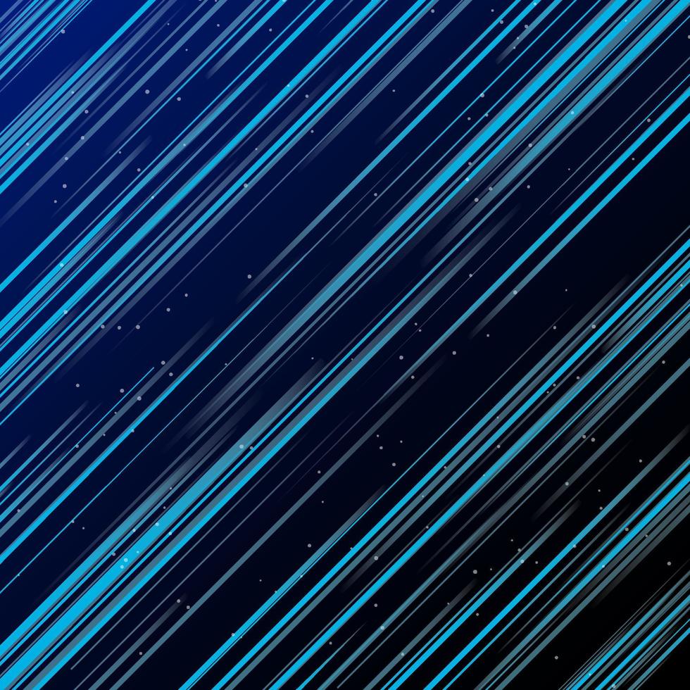 Abstract technology blue laser rays light and lighting effects diagonally on dark background. vector