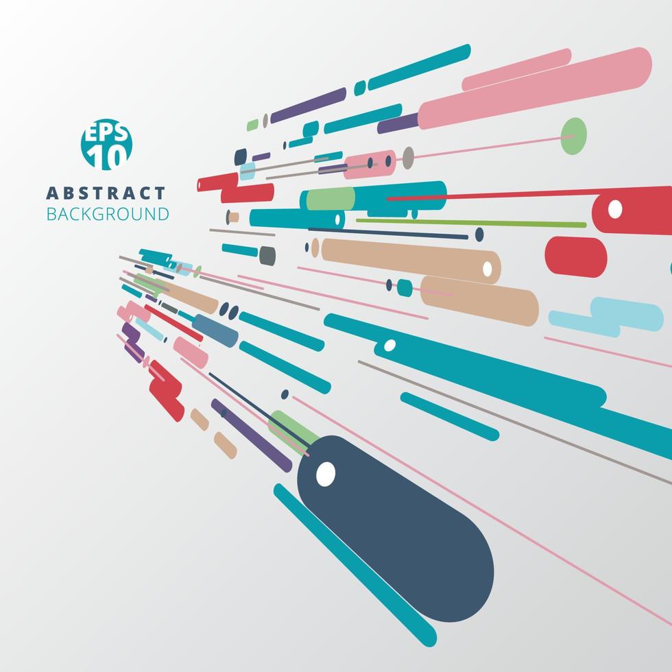 Modern style abstract with composition perspective made of various lines diagonal rounded shapes in colorful. vector