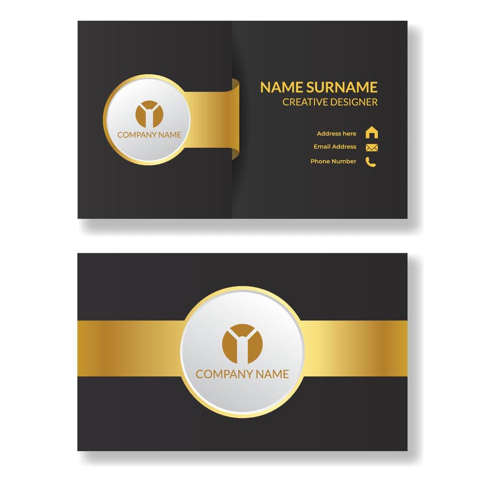 Black and gold business card name template vector. Id business card template. vector