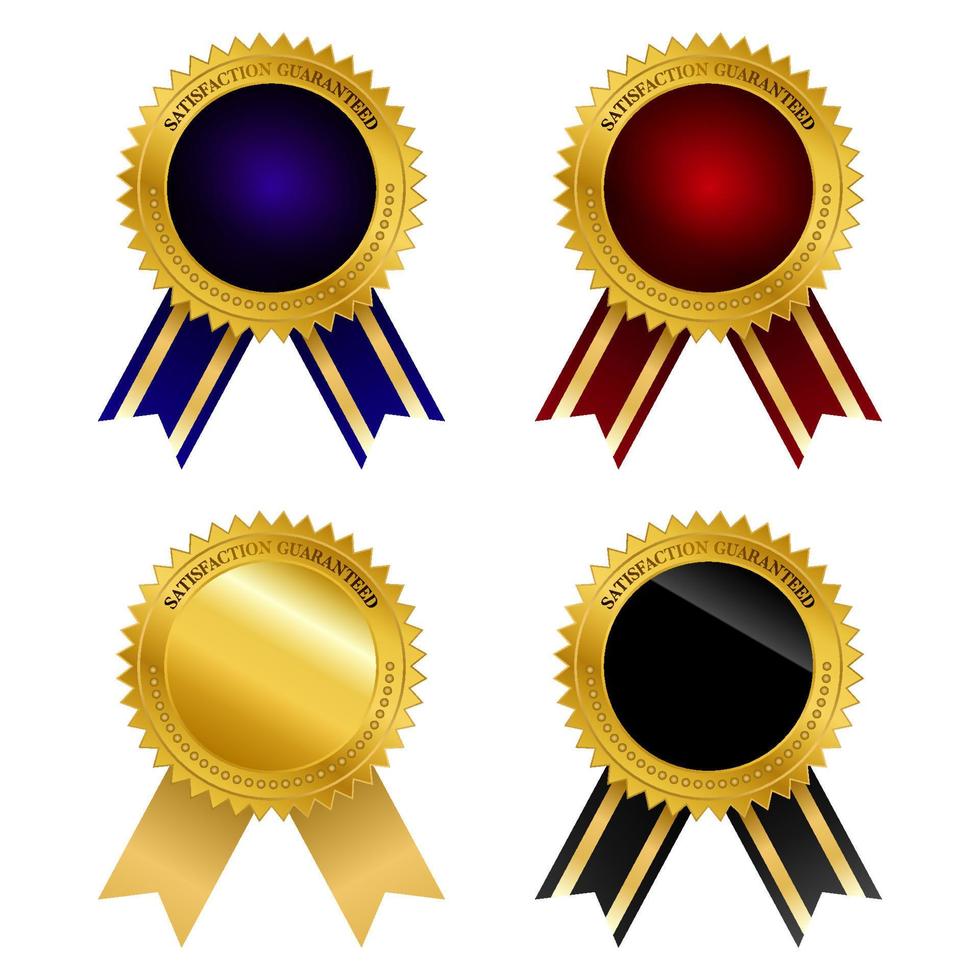 Sello rojo azul dorado con cinta. Medalla de la mejor elección de calidad premium. icono de insignia realista aislado sobre fondo transparente. vector