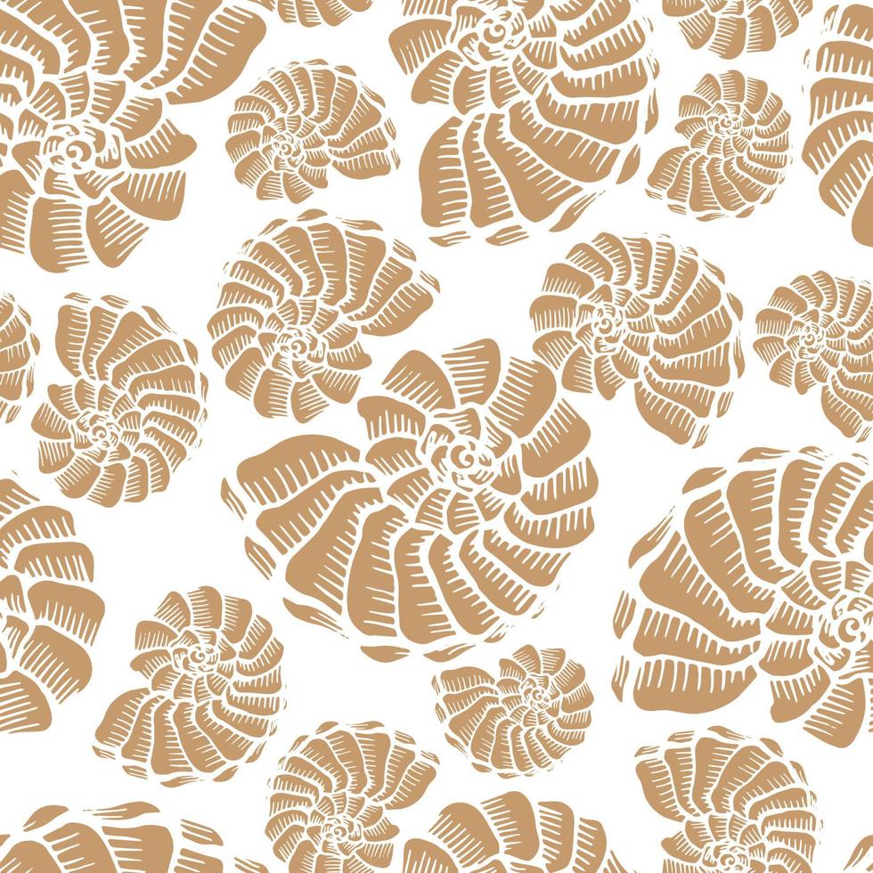 Seamless pattern with seashells. Marine background.  Hand drawn vector illustration in sketch style. Perfect for greetings, invitations, coloring books, textile, wedding and web design.