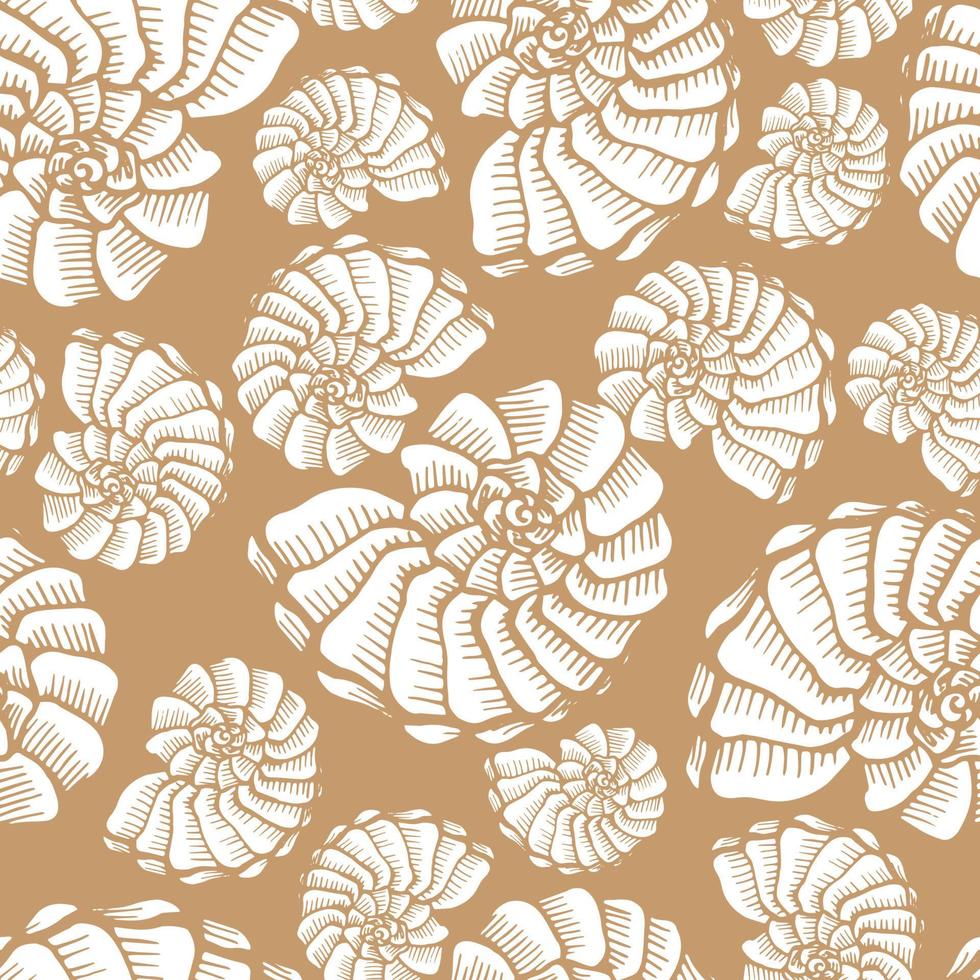 Seamless pattern with seashells. Marine background.  Hand drawn vector illustration in sketch style. Perfect for greetings, invitations, coloring books, textile, wedding and web design.