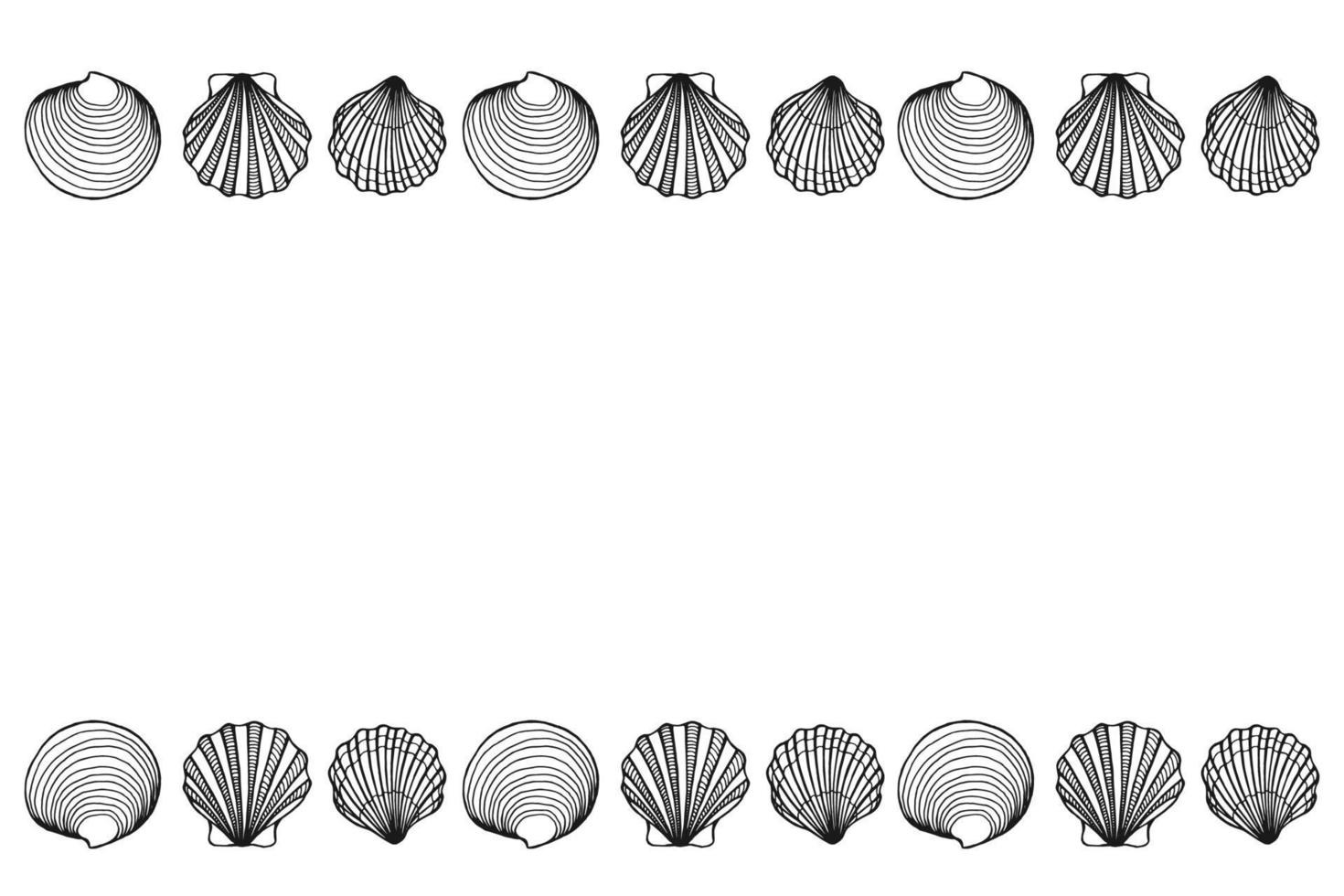 Seashells frame. Sea and ocean design template. Vector illustration. Vector card templates. Perfect for business card, invitation, wedding and web design