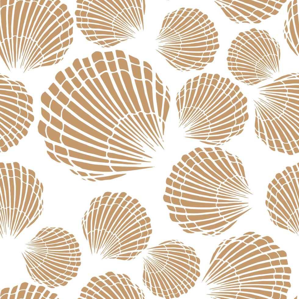 Seamless pattern with seashells. Marine background.  Hand drawn vector illustration in sketch style. Perfect for greetings, invitations, coloring books, textile, wedding and web design.