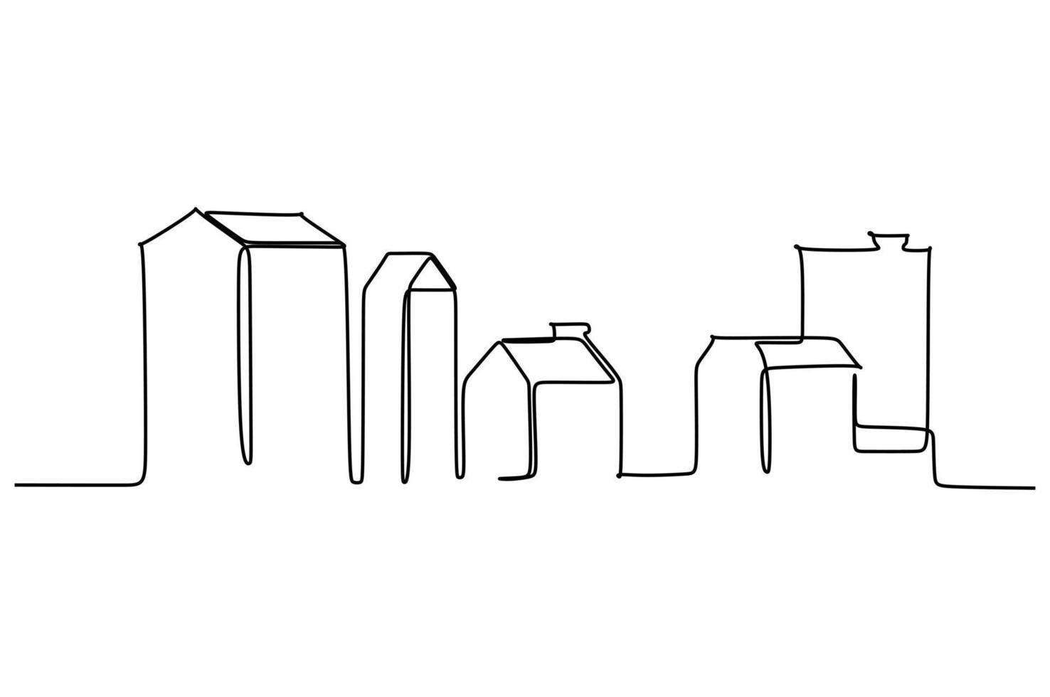 Single line drawing of a city skyline. Town landscape model. Best holiday destination wall decor art. Editable trendy continuous line draw design vector illustration