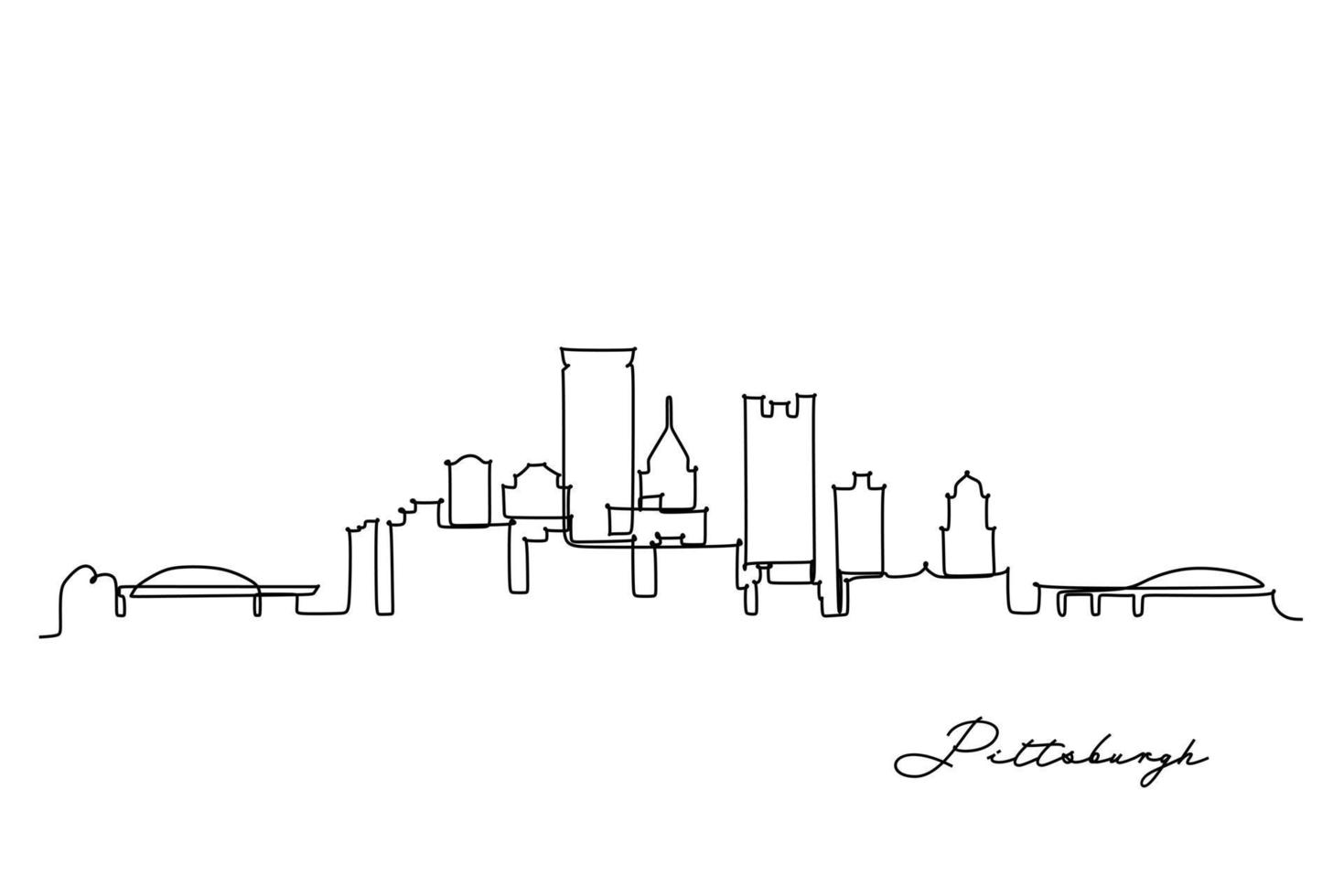 Single line drawing of Petersburg skyline. Town and buildings landscape model. Best holiday destination wall decor art. Editable trendy continuous line draw design vector illustration