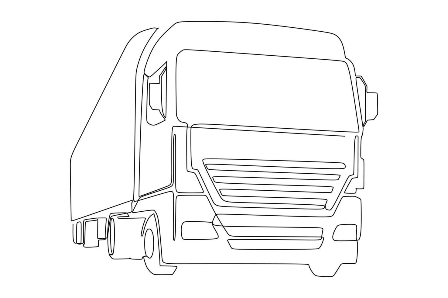 tractor trailer truck continuous one line drawing vector